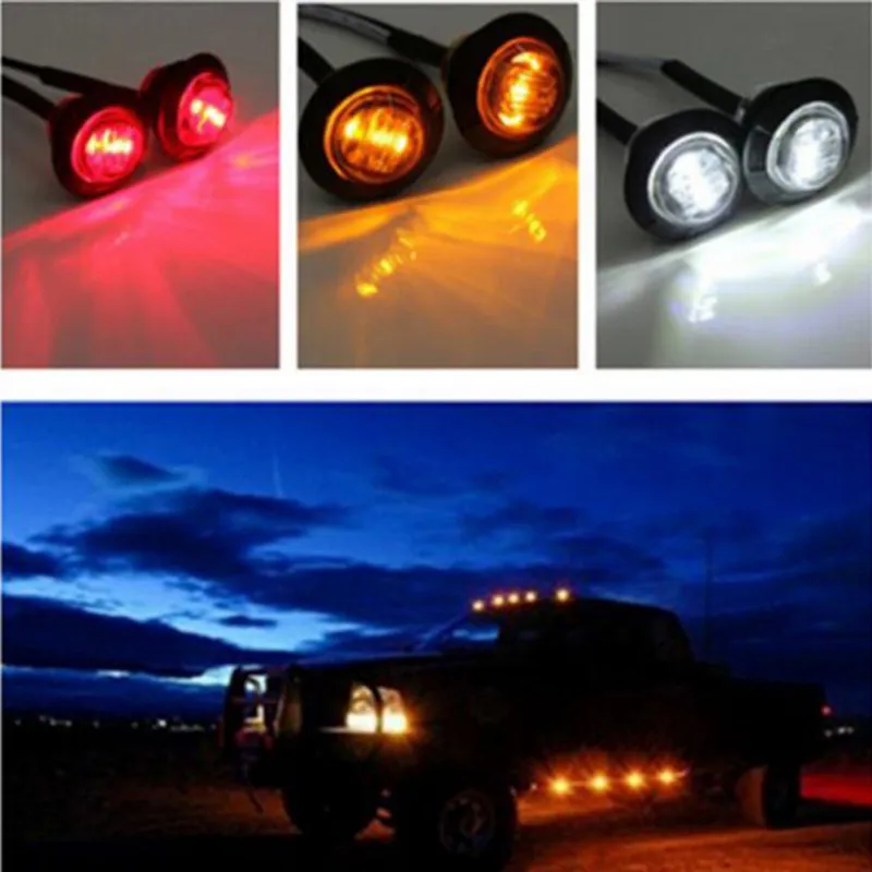20pcs 12V 3/4" Amber 3 LED Round Side Marker Clearance Light Truck Trailer Lorry