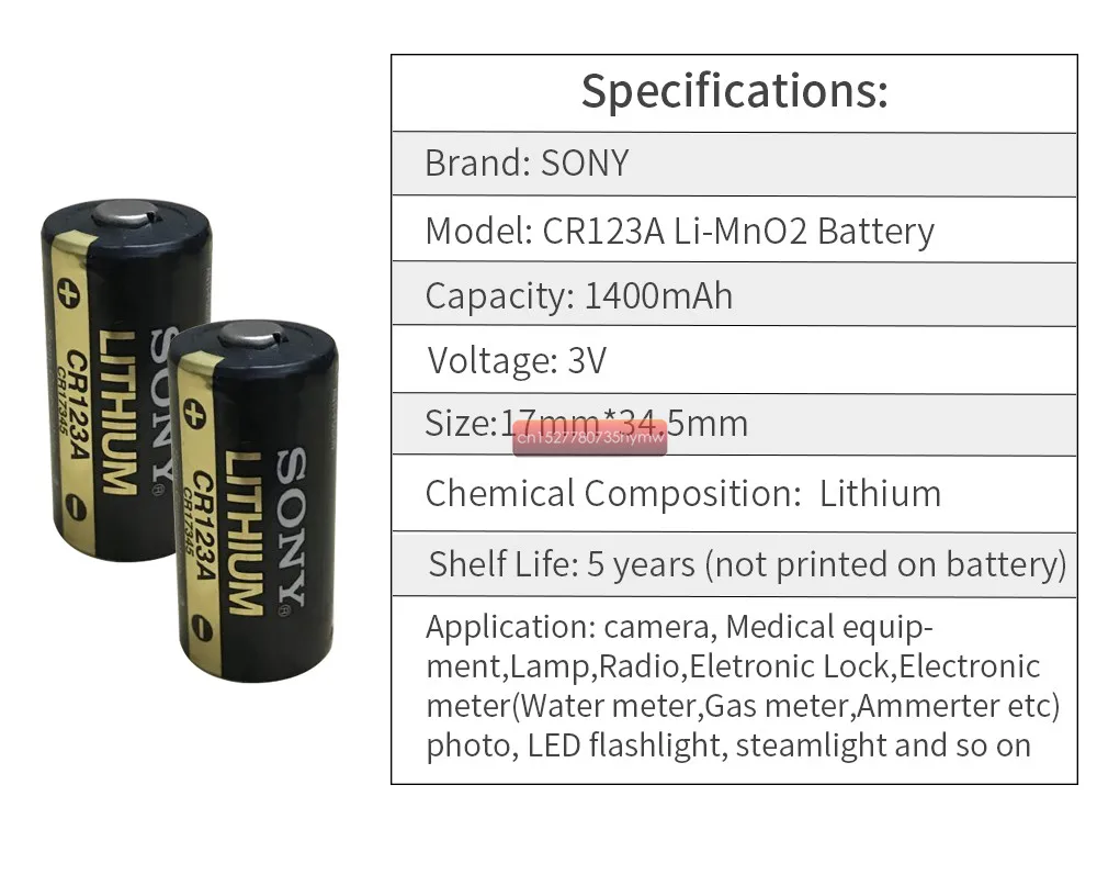 4 шт. SONY 123 Lithium 3V Арло Камера Батарея CR123A CR17345 DL123A EL123A 123A