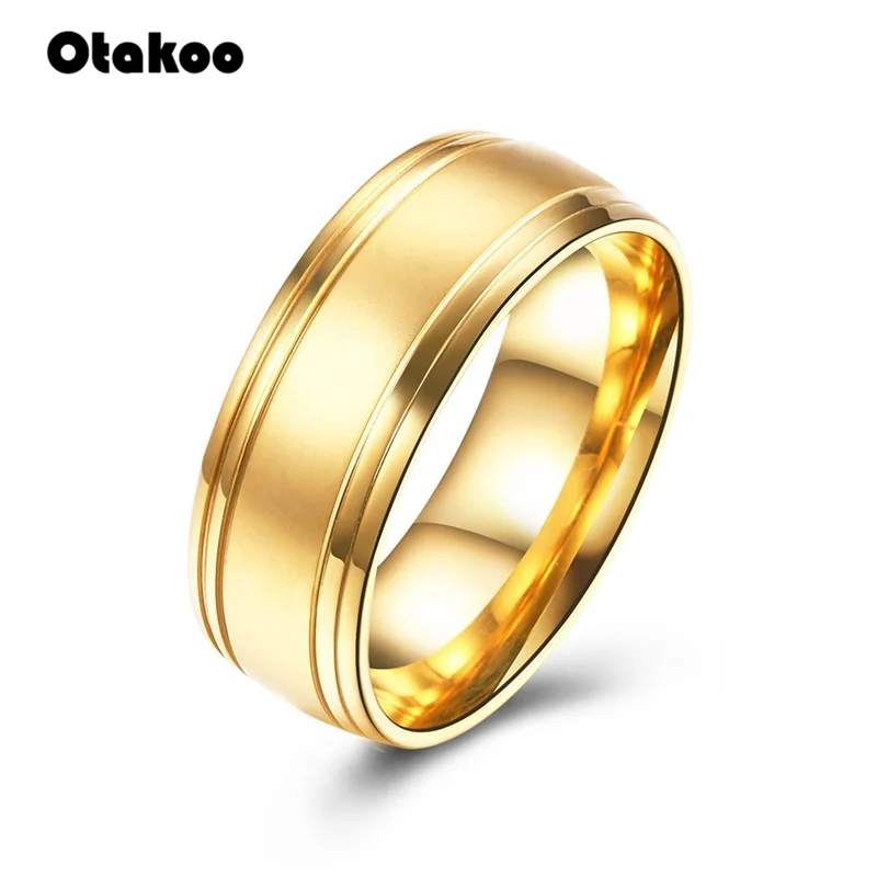 Otakoo горячая Распродажа высококачественное Золотое кольцо из титановой стали для
