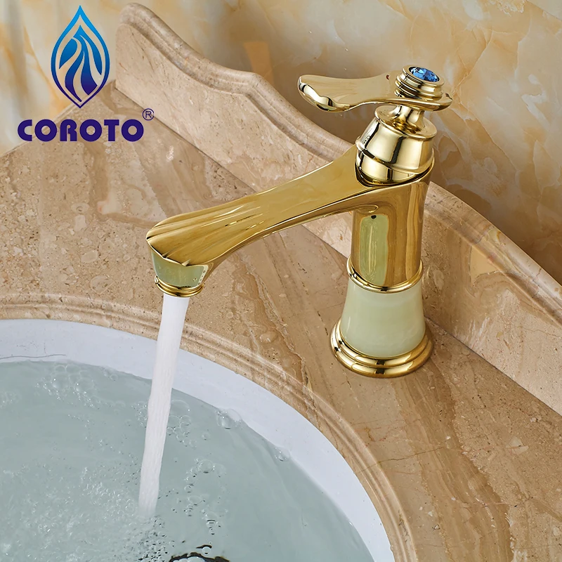 COROTO Neues Bad Becken Onyx Wasserhahn Goldene Einhand