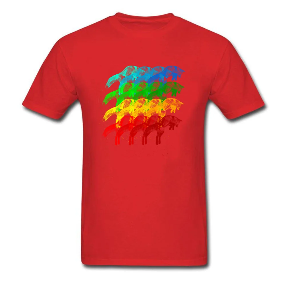 Leaping Rainbow Pure Cotton T-Shirt for Students Short Sleeve Summer Tops Tees 2018 Popular Summer Round Neck T Shirt Normal Leaping Rainbow red