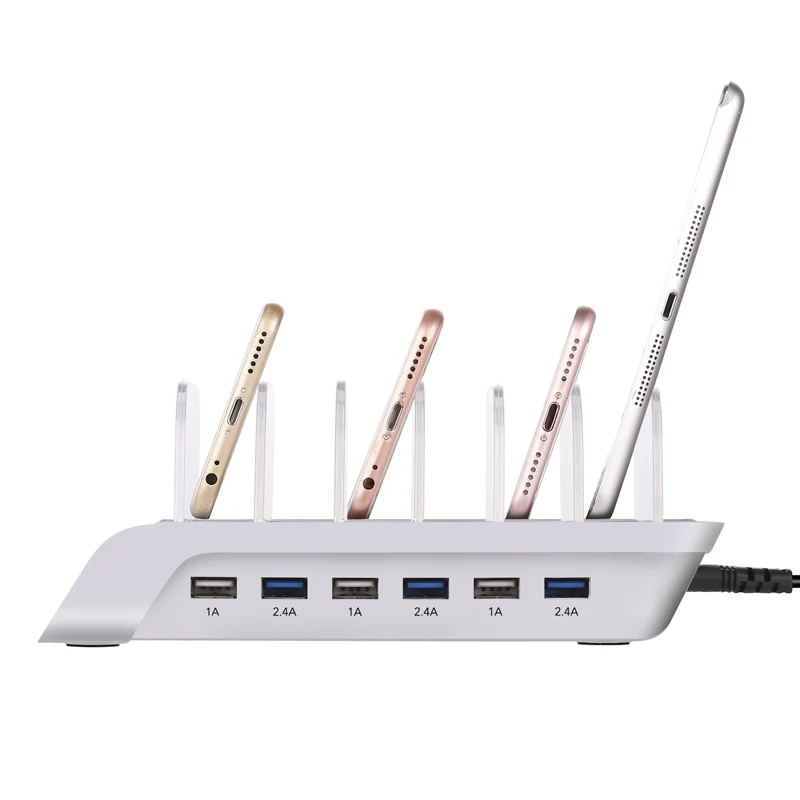 6-Ports Desktop Charging Station 2.4A/1A Multi Quick USB Charger Dock With Stand Power Adapter For iPhone Android | Мобильные