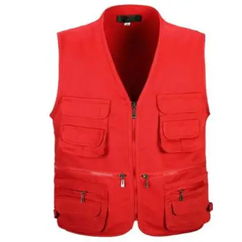

b 2018 Spring and Autumn Men Vest Army Green waistcoat casual Multi-pocket travel or work wear Durable plus size 3XL