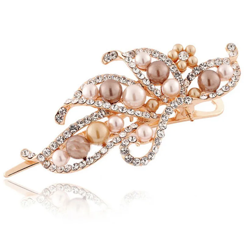 

Vintage Jewelry Crystal Hairpins Fashion Women Pearl Duckbill Clip Beauty Tools