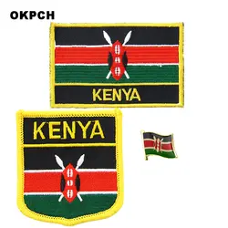 Кения национальный флаг Вышитые утюг на патчи для одежды металлический значок PT-0096-3