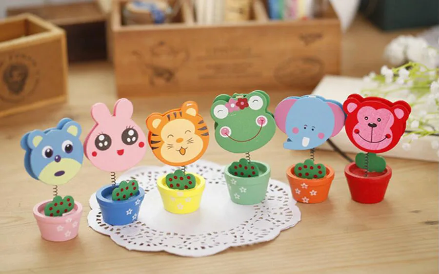 

20pcs Multicolors Wood Wooden Animals Name Number Message Card Table Place Holder For Wedding Party Home Office Decoration