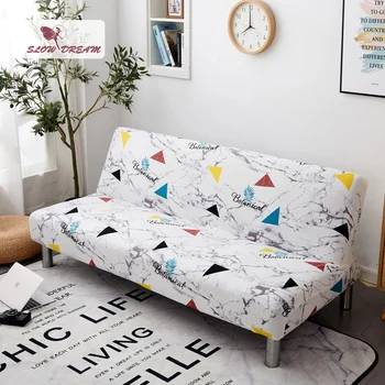 

Slowdream Nordic Sofa Bed Cover Without Armrest Couch Cover Stretch Elastic Band Folding Cover Removable Decor Home Sofa Cover