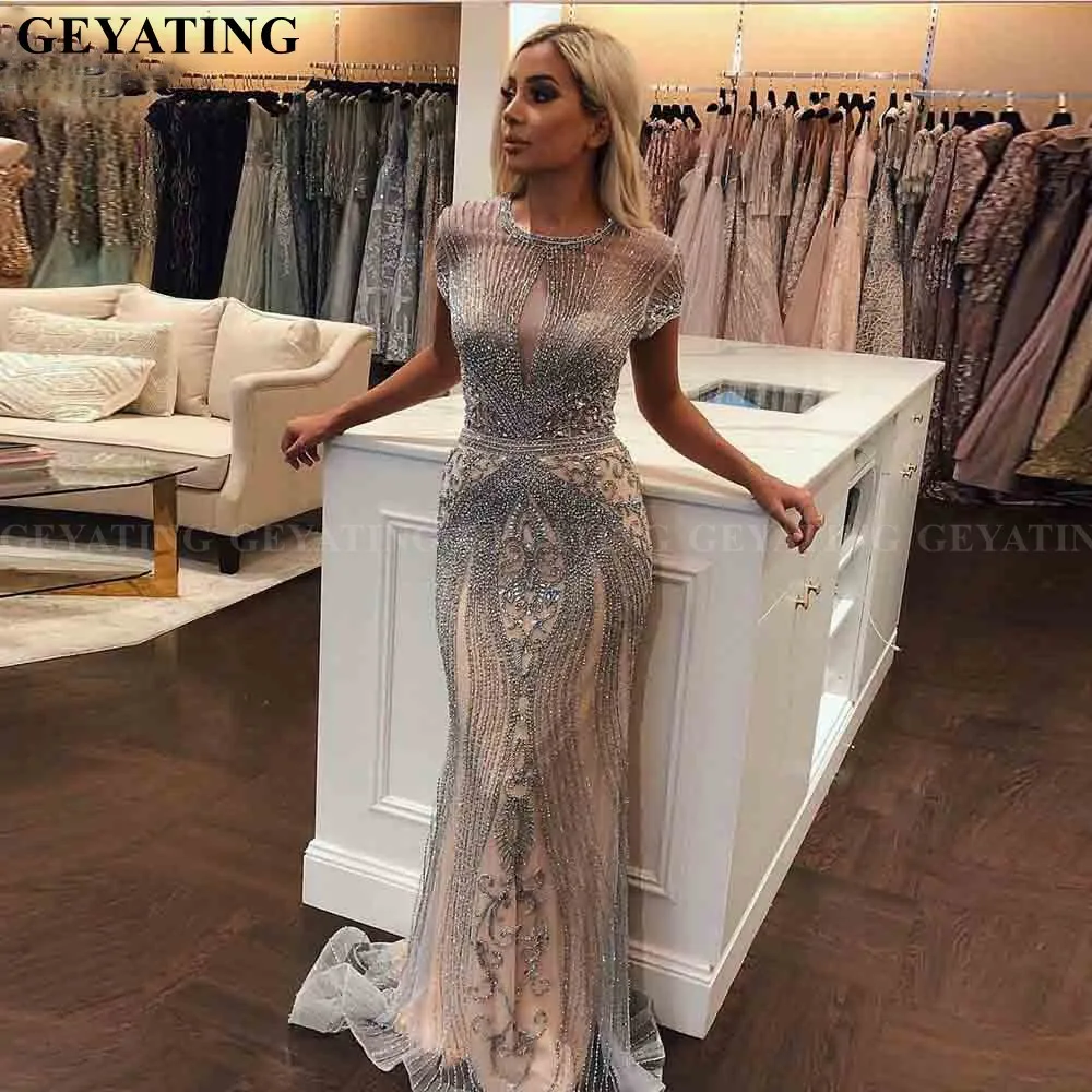 Luxury Rhinestones Full Beaded Mermaid Evening Dress Long Saudi Arabia Women Formal Gowns Kaftan Dubai Prom Dresses 2019 Elegant Luxury Rhinestones Full Beaded Mermaid Evening Dress Long Saudi Arabia Women Formal Gowns Kaftan Dubai Prom Dresses 2019 Elegant