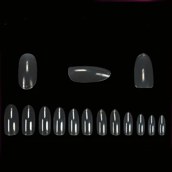 

JEARLYU 500pcs+100 pcs Artificial Transparent Round Fake Nails Full Cover False Stiletto Salon Acrylic Nail Art DIY Faux Ongles