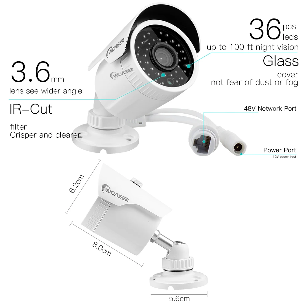 Woaser HD 48 В 1080 P HDMI P2P 8ch PoE NVR Системы Скрытого видеонаблюдения Видео Выход 2.0mp IP