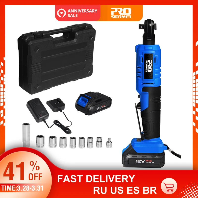 PROSTORMER <b>12V</b> Electric Ratchet <b>Wrench</b> 45NM <b>Torque</b> 3/8 inch ...
