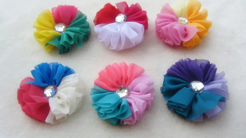 

200pcs flower corsage hot 3 color chiffon flower hair lead lead hoop hair hoop with flowers headdress shoes accessories