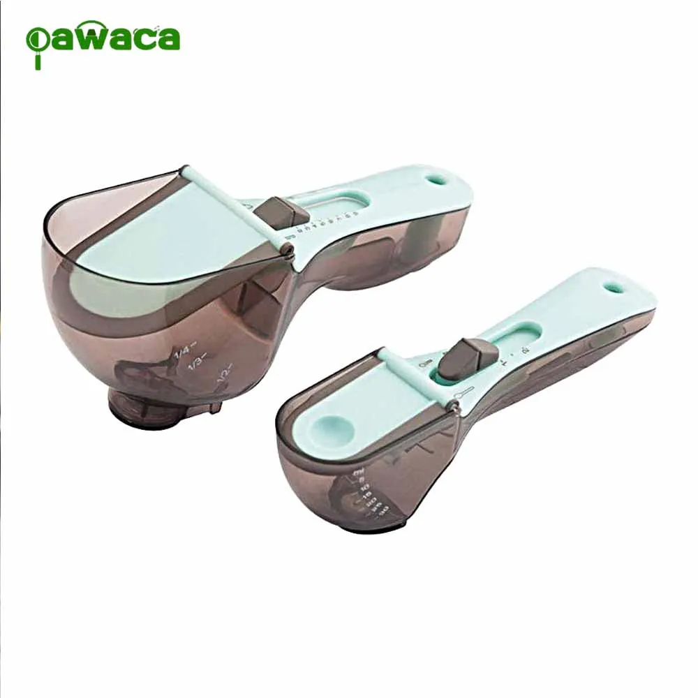 2pcs Kitchen Gadgets Adjustable Measuring Spoon Plastic Kitchen
