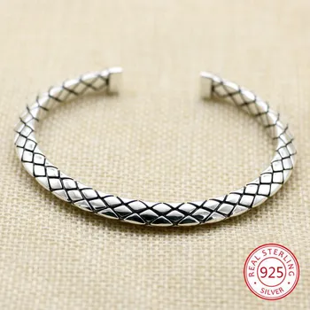 

925 sterling silver bracelet ethnic style retro fashion personality jewelry hand-knitted smooth simple 2019 hot sale Bangles