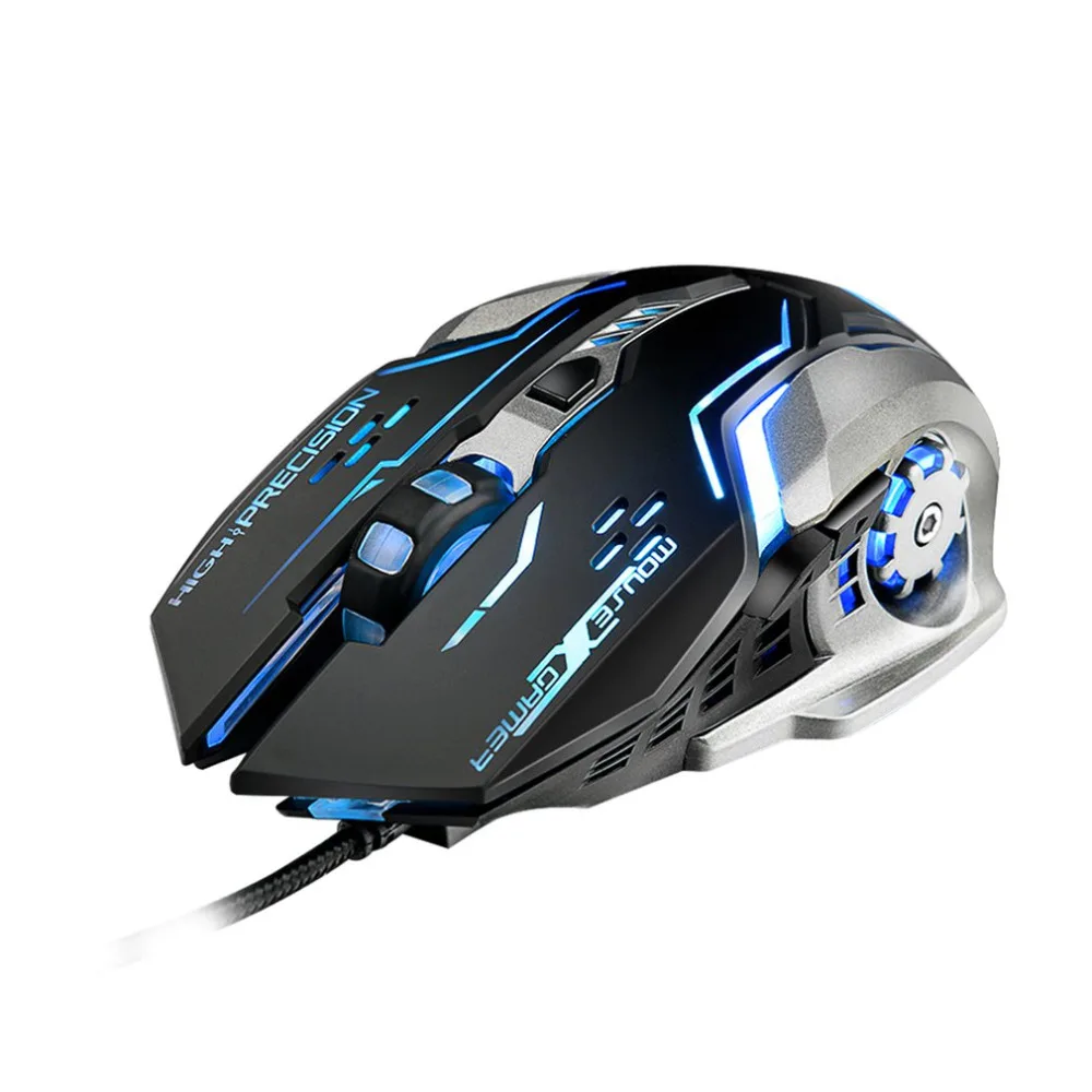 3200DPI computer gaming mouse Wired laptop black Gaming Mouse For Gamers mic colorful breathing lights mouse sem fio