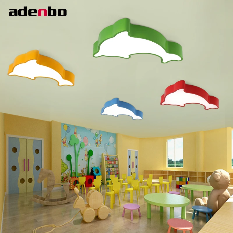 

Creative Dolphin Remote Control Kids Ceiling Lights LED Ceiling Lamp Dimmable Lighting Fixture 55cm 18W Blue Red For Bedroom