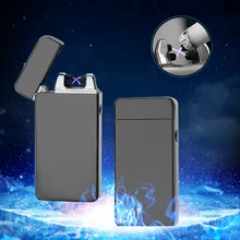 Luxury Dual Arc Electronic USB Lighter Flameless Windproof Cigarette Lighter Plasma Rechargeable Lighter Smoking Gadget for men