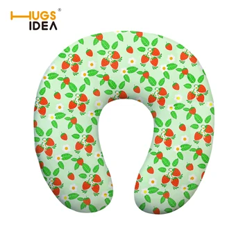 

HUGSIDEA Floral Strawberry Memory Foam Neck Pillow Resting Head Neck U Shape Soft Travel Pillow for Business Office Train Rest