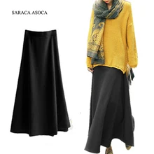 Горячая Распродажа осенне-зимних вельветовых плотных женских теплых юбок Модные хлопковые длинные плиссированные юбки для девочек, черный и серый цвета