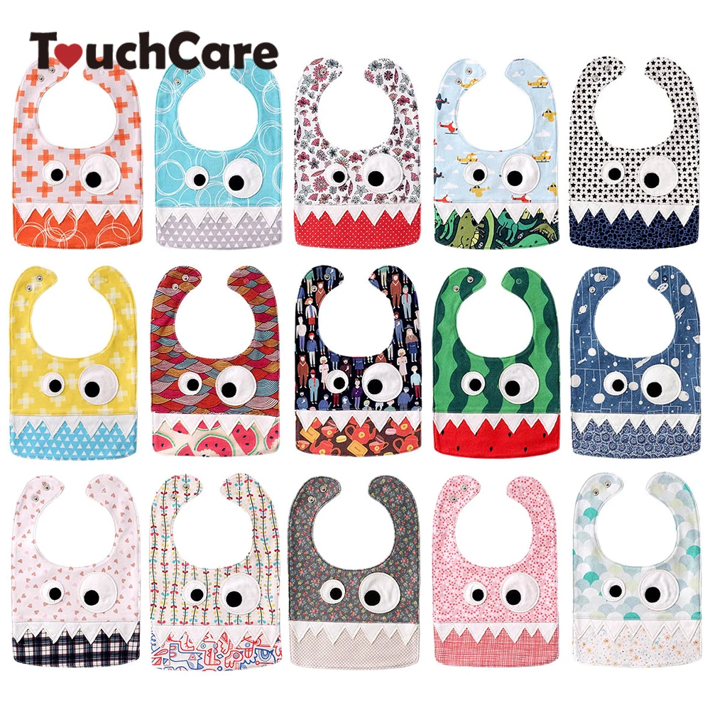 

Big Eye Monster With Cute Teeth Design Baby Bibs Soft Infant Saliva Towel Toddler Absorbent Bandana Dribble Feed Care Burp Cloth