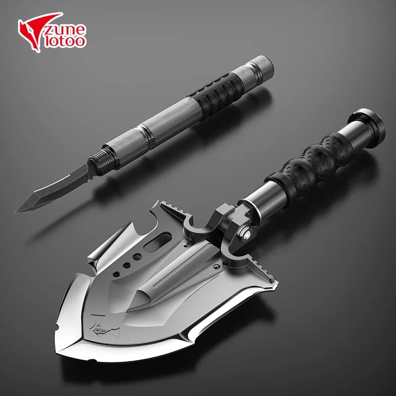 Zune Lotoo Annihilate Outdoor Survival Tactical Folding Camping Shovel, Military Equipment, Emergency Multitool, With Battle Axe