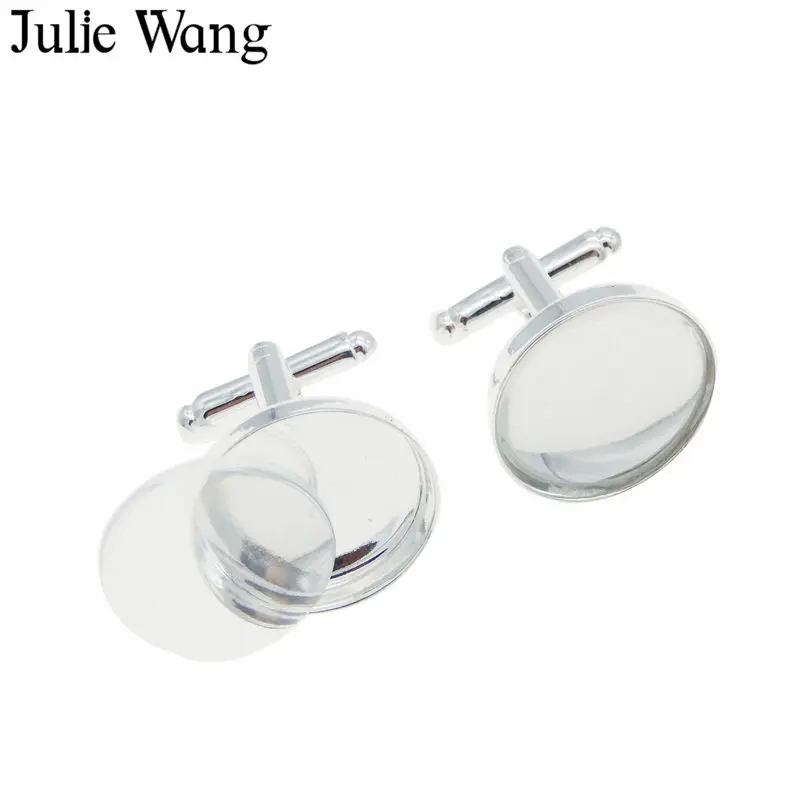 Julie Wang 1 пара кабошон основа рамка Установка лоток Медь Запонки пустая заготовки с
