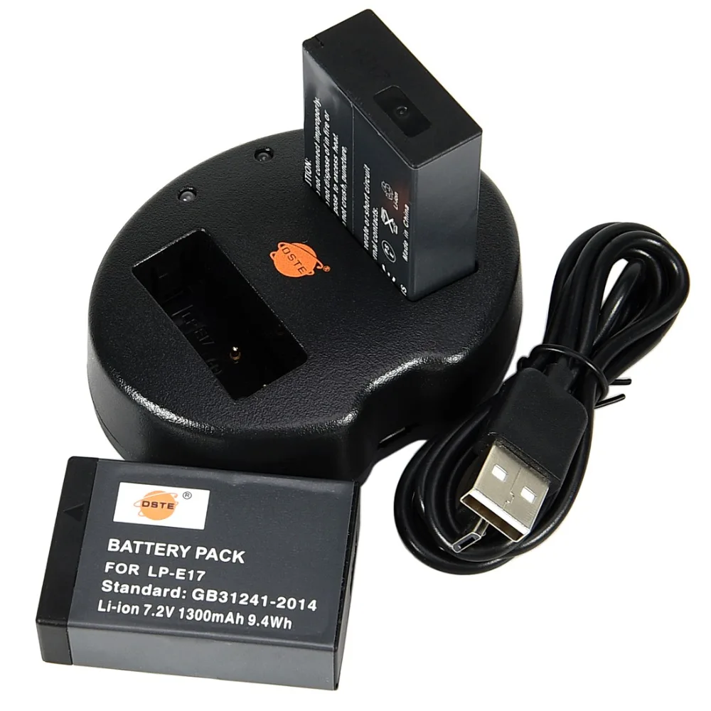 

DSTE 2PCS LP-E17 lp-e17 Battery with Dual USB Port Charger for Canon EOS 200D 760D 8000D Kiss X8i 250D Rebel SL3 Kiss X10