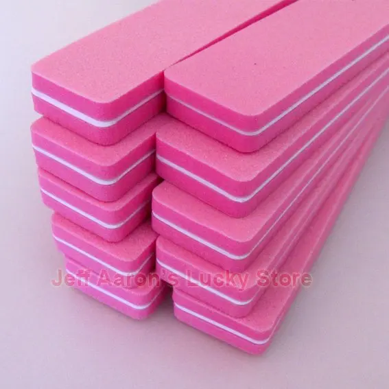 Высокое качество 100/180 двухсторонняя розовый бриллиант Fancy пилочка буфера шлифовальный прямоугольник моющийся Маникюр Инструмент