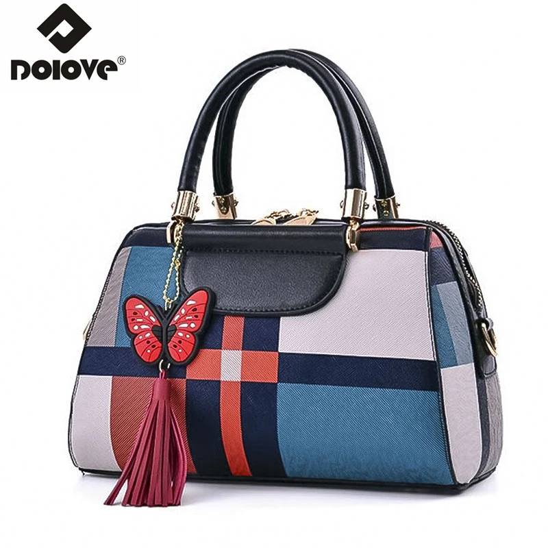 

DOLOVE Fashion New Style Stitching Women's Bag, PU Leather Messenger Bag, One Shoulder Diagonal Handbag