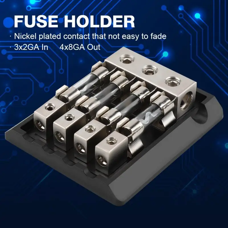 1Pcs Car Fuse Stereo Audio 80A 4 Way AGU Fuse Holder Power Distribution