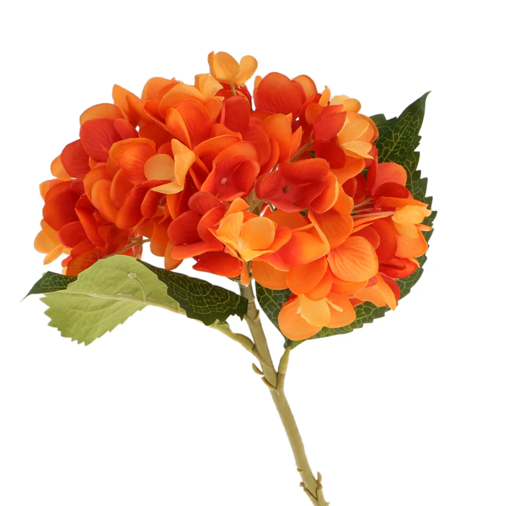 

Artificial Silk Rose Hydrangea Flower Bouquet Home Floral Table Decor Orange