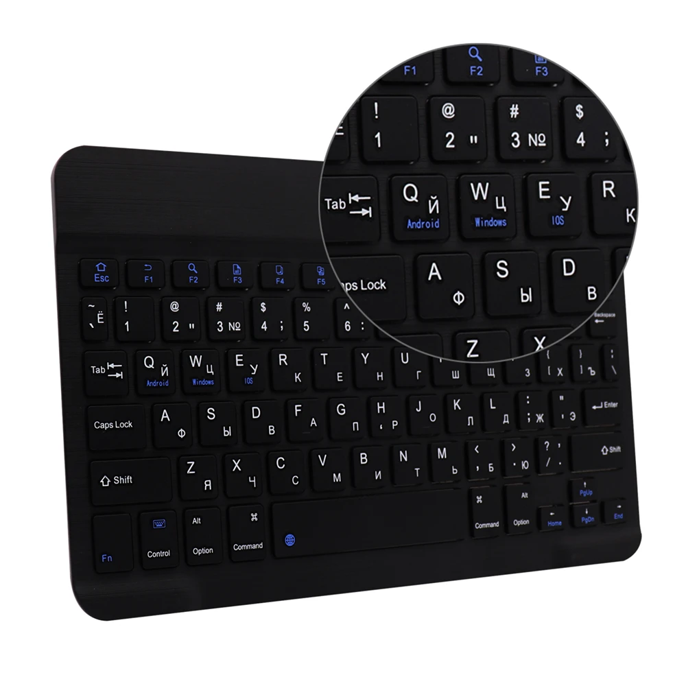 Ultra Slim Алюминий Беспроводной Bluetooth Русская клавиатура для IOS Android Tablet PC Windows iPad