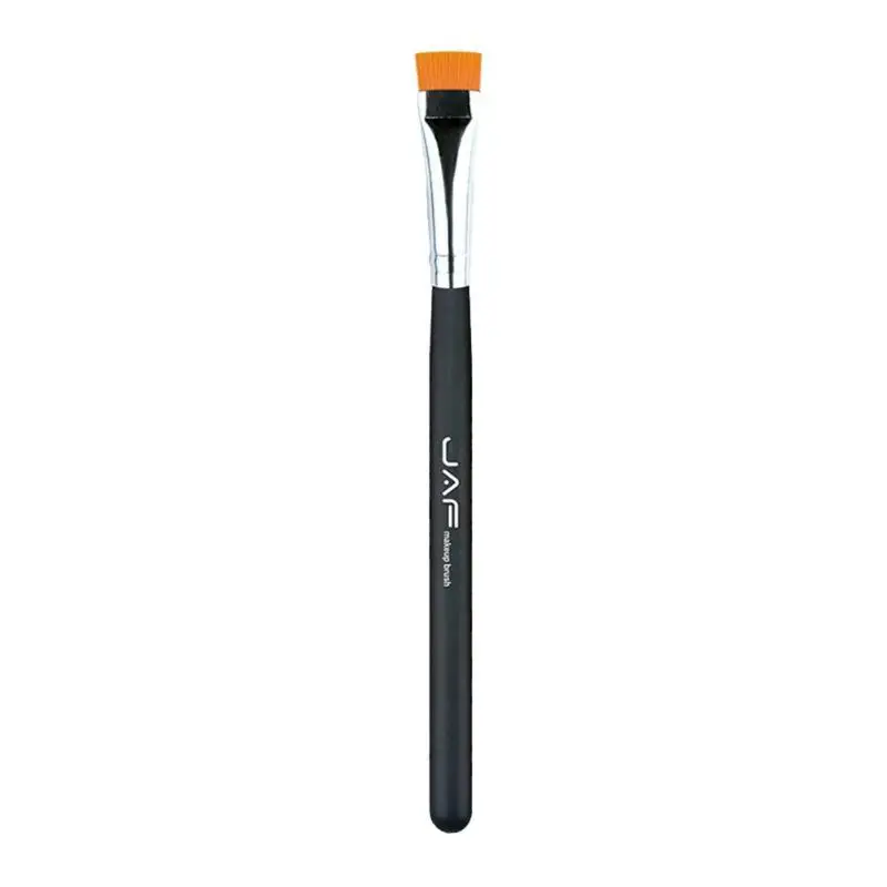1 шт. макияж глаз деревянная ручка бровей красота плоская кисть косметические ручки инструменты - Handle Color: Черный