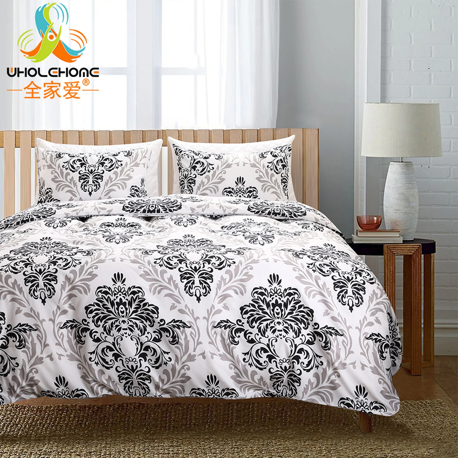 Luxury Bedding Set Duvet Black and White Color Baroque