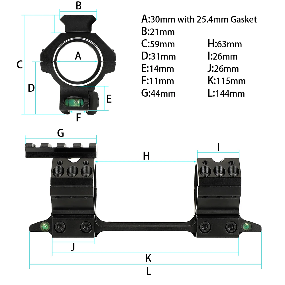Ohhunt Охота прицел крепление 25,4 мм 30 мм кольца Би-направление база ласточкин хвост с прокладкой и нижним пузырьковым уровнем для оптический прицел