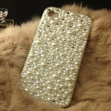 Full Back Mix Pearls Diamond Crystal Hard Phone Cases Coque Back Cover for Samsung Galaxy for iPhone 5s SE 6s 7 Plus Case Capa