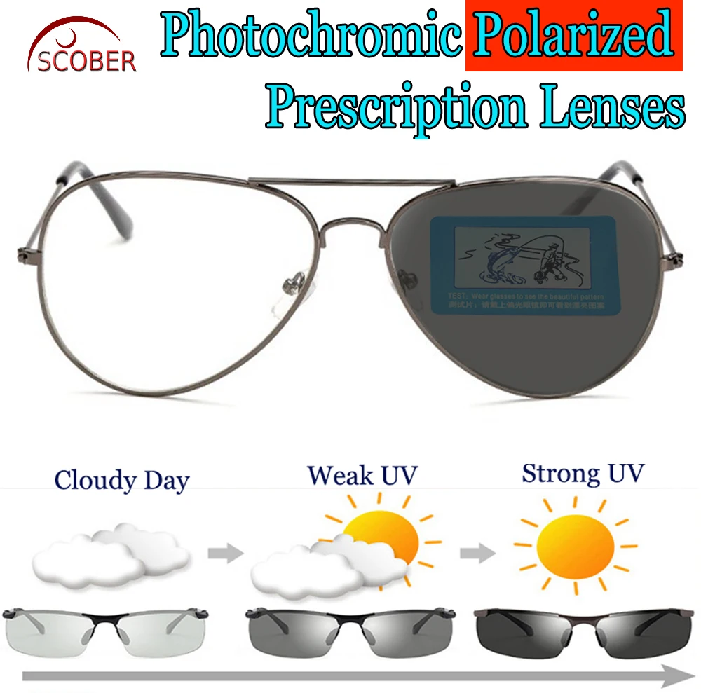 Photochromic GRAY Polarized Prescription sunglasses Custom Made Myopia