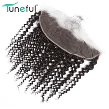 Кружева лобовое закрытие кудрявые Tuneful малазийские Remy человеческие волосы 13x4 уха до уха предварительно выщипанные натуральные волосы с детскими волосами