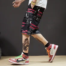 Лето алфавитный принт комбинезоны мужские chao Досуг тренд Корейская версия свободные пятиминутные шорты