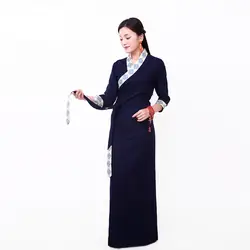 Лето-осень Для женщин платье халат Тибетский одежда в китайском национальном стиле меньшинств одежда Cangpao Тибет lifestyle длинный халат одежда