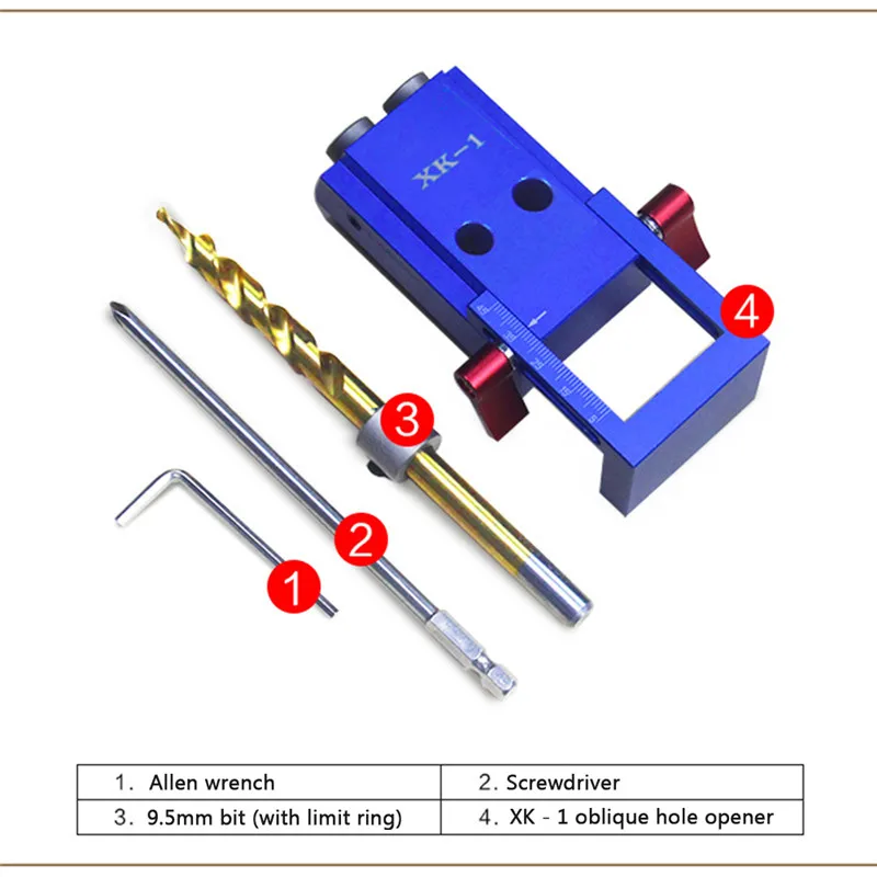 Woodworking Pocket Hole Jig Angle Drill Guide Set Hole Puncher Locator Jig Drill Bit Set DIY Carpentry Tools  Drilling Locator