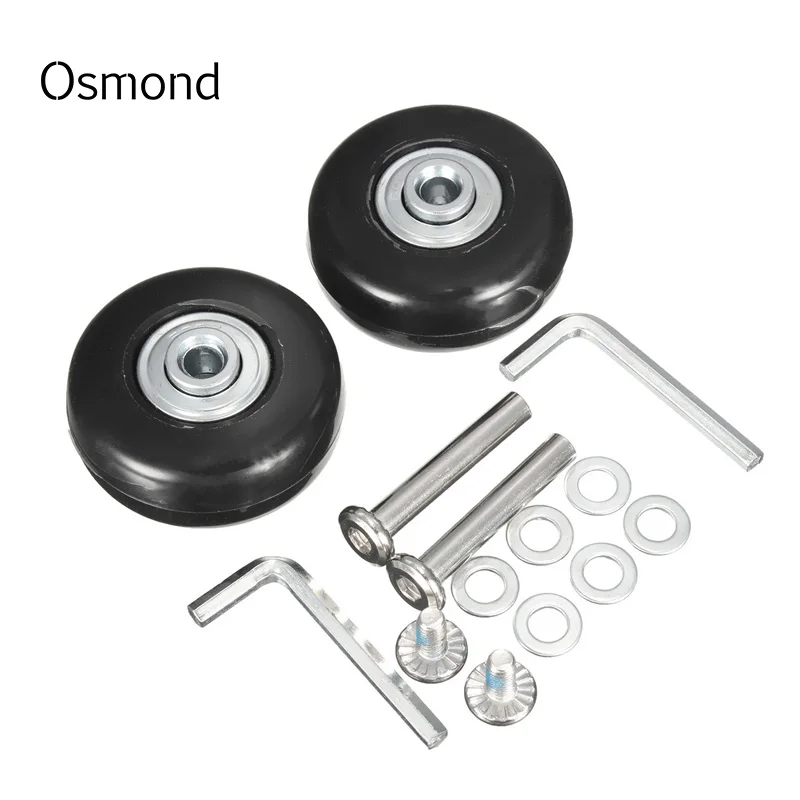 

Osmond 43X17mm 1 Pair Luggage Suitcase Replacement Wheels OD 43 ID 6 W 18 Axles 35 Repair Set Rubber Luggage Wheels