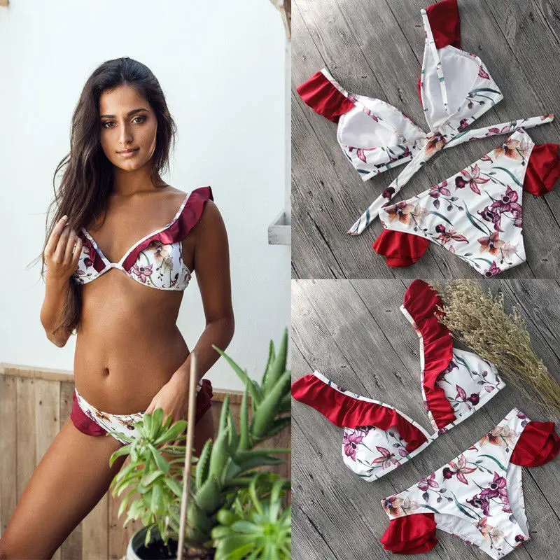 Biquinis feminino 2017 brasileiro Conjunto biquini цветочный Для женщин бикини комплект Бандаж пуш ап