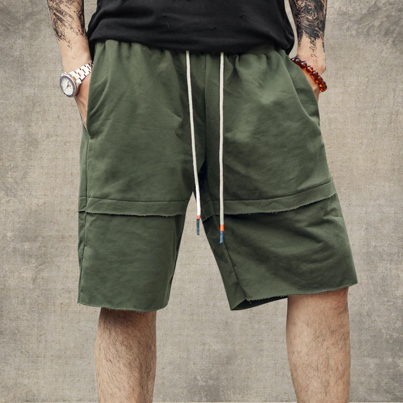 Зеленый бахрома дизайн Для Мужчин's Повседневное свободные хлопковые Рубашки домашние Для мужчин Elasticed Талия Европейский Стиль дышащие шорты K828