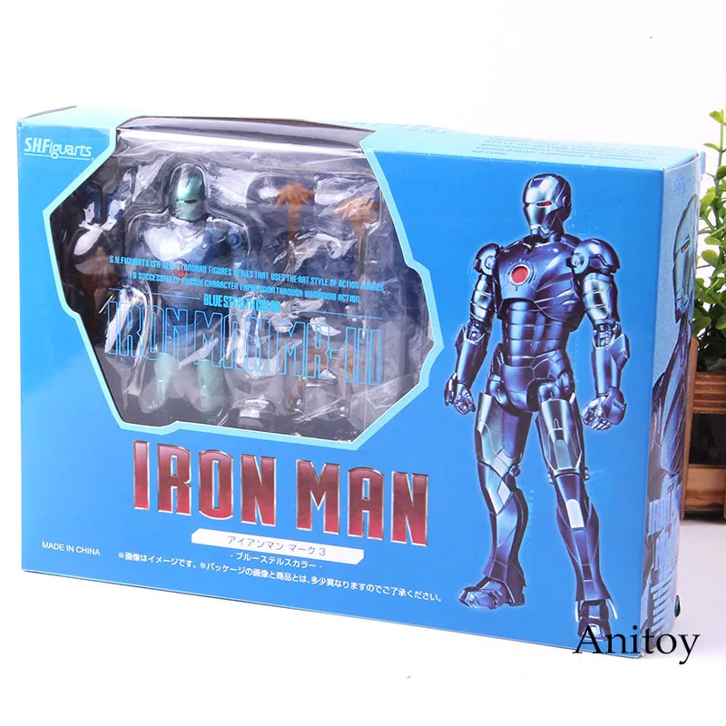 

SHF S.H.Figuarts Avengers Blue Stealth Color Iron Man MK3 PVC Collection Model Toy