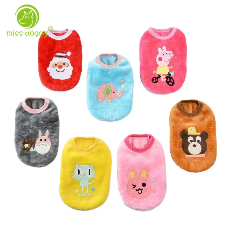 

2019 New Warm Fleece Pet Clothes Cute Cartoon Puppy Shirts for Dogs Cat Vest T Shirt Pet Christmas Costume for Kitten Teacup 10E