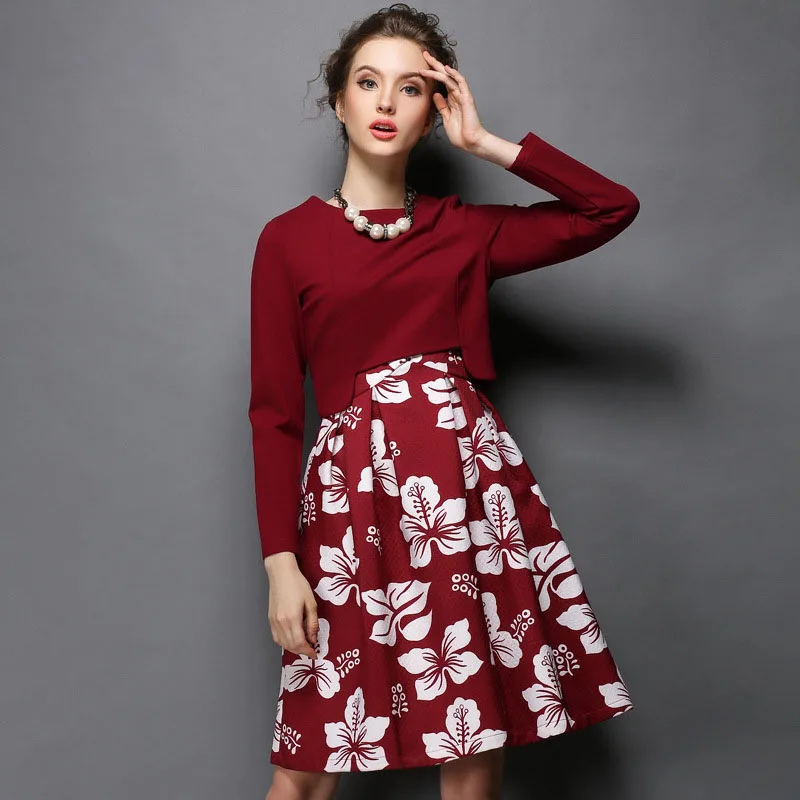 

Clearance Sale! Quality Spring Autumn Women Dress Long Sleeve Top + Sleeveless Tank Dress 2 Pieces Suit Dress 811LY