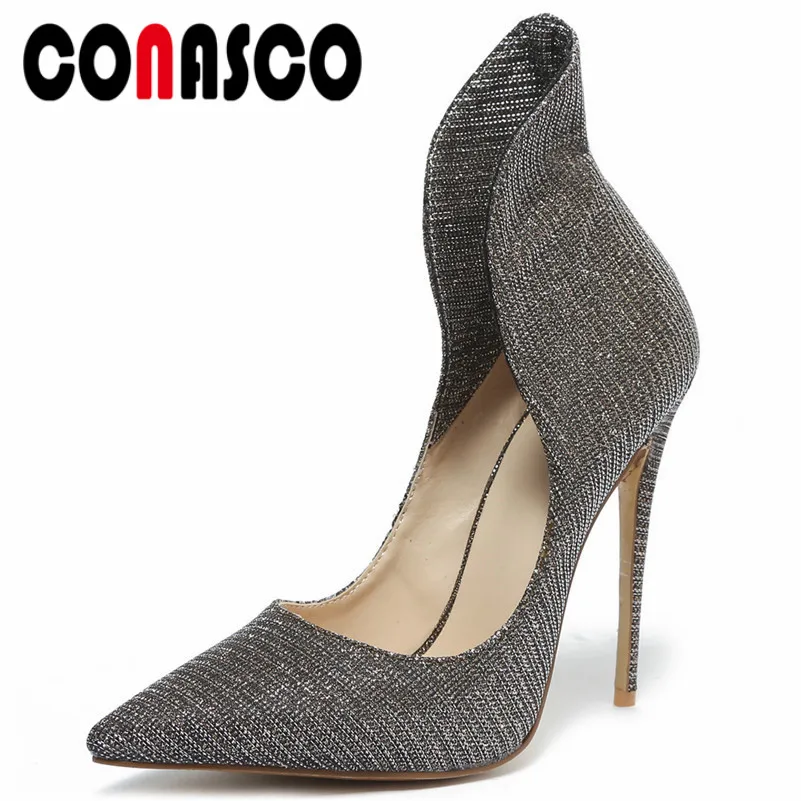 

CONASCO 2019 Spring Summer New Fashion Elegant Pointed Toe Slip On Women Pumps Night Club Shoes Woman Concise Basic Party Shoes