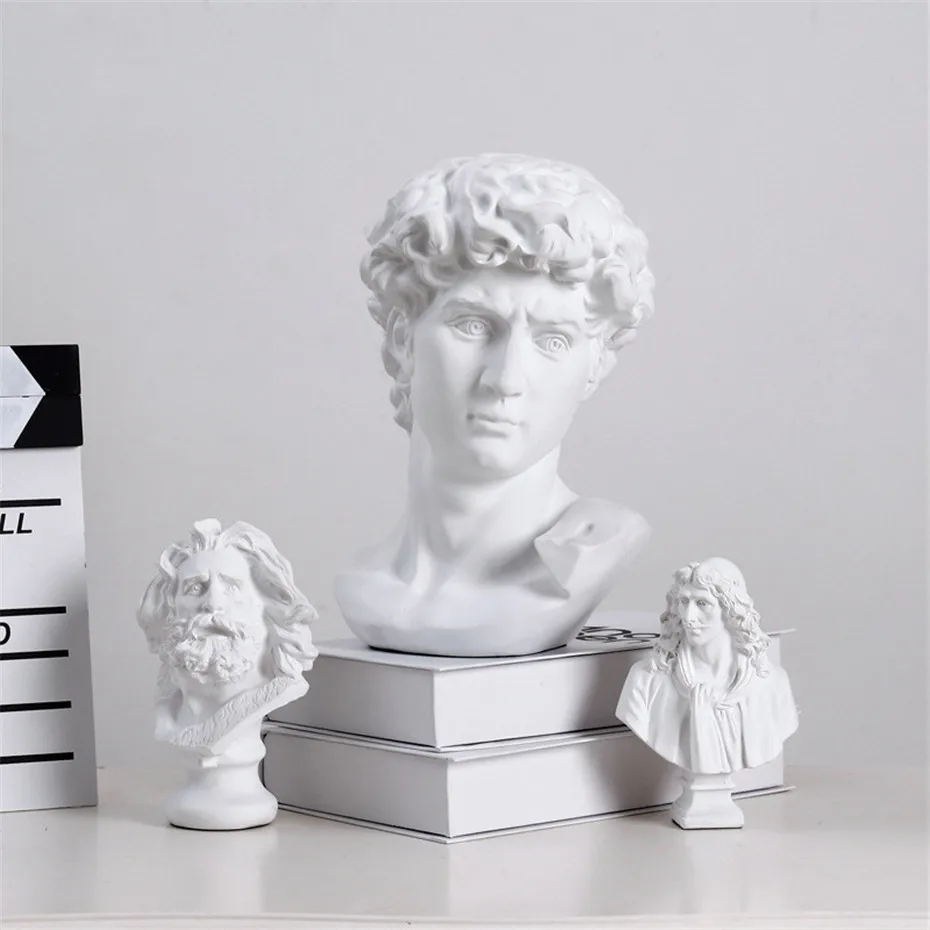 Resin Figure Statue Plaster Figure Decoration Large Art Props Portrait Sculpture Model Human Head Ornament Gift Home Decoration (13)