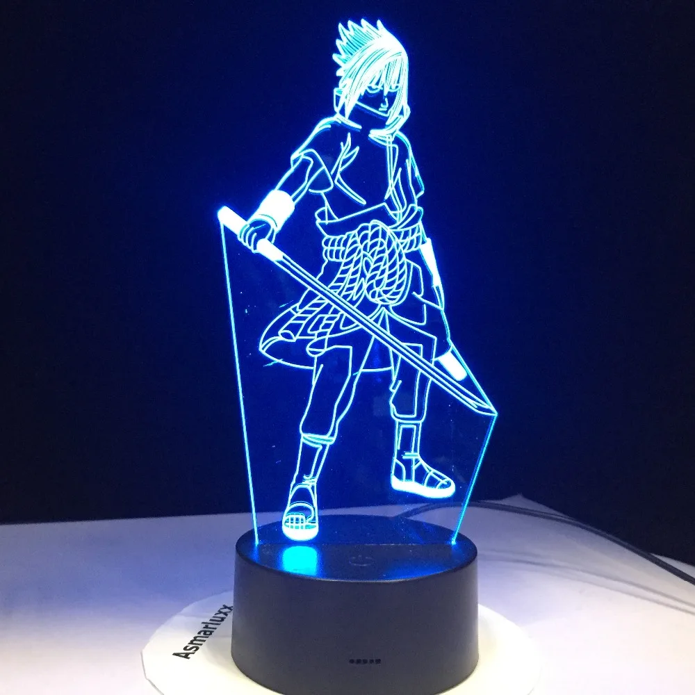 Sasuke Naruto 3D Night Light Modelling Lighting Fixtures 7 Color Changing Led Kids Bedside Visual A